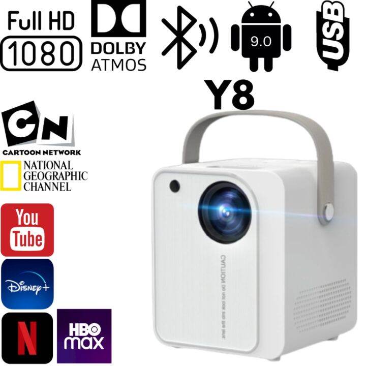 Projector Y8 2023 New Model Builtin App Android Pro Smart Projector