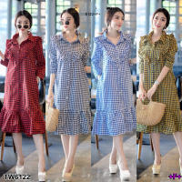 P6122 เดรสเชิ้ตลายสก๊อต  plaid shirt dress