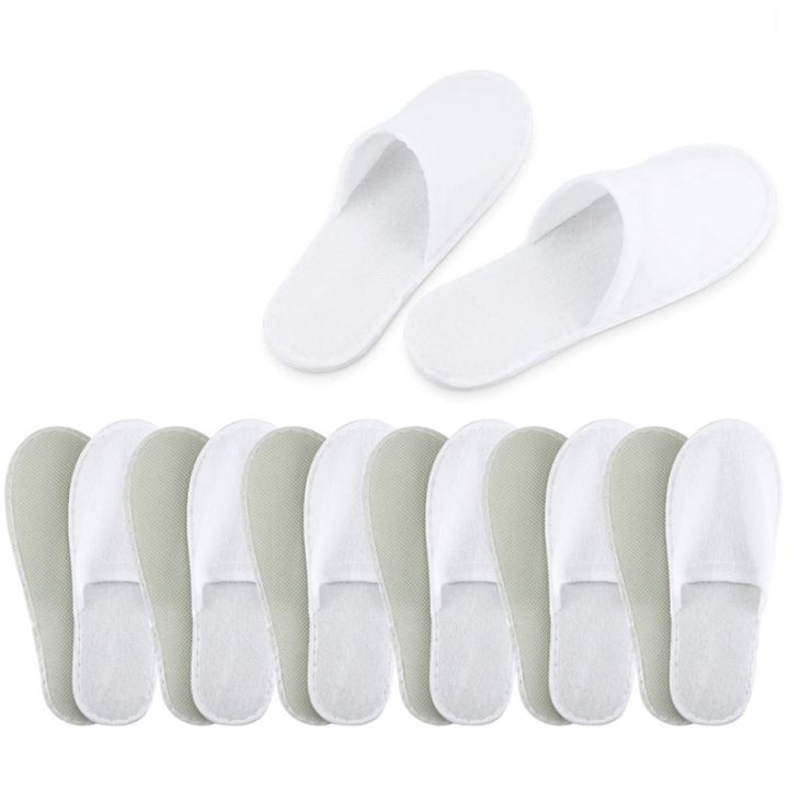 Hotel Slippers - Closed Toe - Luxury Plush Velour - Bio-degradable Sole -  100 Pairs Per Case - White