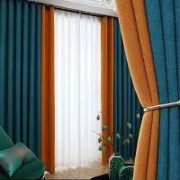 [Free ship] Glittering chenille full blackout curtain modern light luxury living room bedroom balcony simple sound insulation heat sunscreen