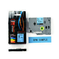 เทปพิมพ์อักษร 9มม. อักษรดำพื้นน้ำเงิน RPM TZA-521