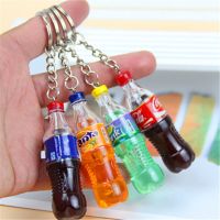 Simulated Beverage Bottle Keychain Resin Doll Couple Key Chain Men Women Bag Pendant Children Mini Canned Drinks Bottle