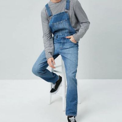 ‘；’ New Fashion Mens Jeans Overalls High Street Straight Denim Jumpsuits Hip Hop Men Cargo Bib Pants Cowboy Male Jean Dungarees