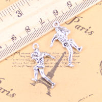 68pcs Jewelry Charms soccer player sporter 30x13mm Antique Silver Plated Pendants Making DIY Handmade Tibetan Silver Jewelry