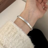 100% Solid 925 Sterling Silver Hiphop Thick Lukey Letters Bracelet For Women Men Vintage Handmade Hasp Bracelet Birthday Gift