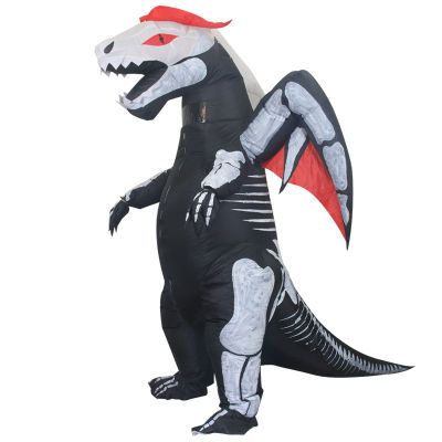 Halloween Zombie Tyrannosaurus Rex Inflatable Garment Costume Funny Atmosphere Decor Stage Performance Ribs Tyrannosaurus Rex Inflatable Garment