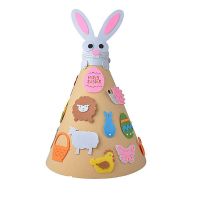 Kids Easter Bunny Decoration DIY Felt Bunny Set with Accessories 3D Rabbit Tree Easter Gift for Children Home Door Wall