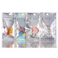 50pcs Star Spiral Pattern Silver Laser Foil Pouch Resealable Mylar Plastic Bags Ziplock Bags for Jewelry Display Wrap Packaging