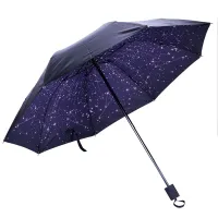 Stars Three-folding Umbrella Rainy Sunny Parasol Vinyl Anti-UV Umbrella Womens Umbrella Windproof Outdoor Rain Gear