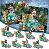 Dog Christmas Pendant Wooden Painted Colorful Car Xmas Tree Drop Ornaments Decorations For Home Kids Toys Gift Xmas New Year