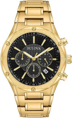 Bulova Mens Classic Chronograph Stainless Steel Watch Gold Tone Classic