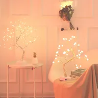 LED Night Lights Mini Christmas Tree Table Lamp Copper Wire Garland Fairy String Lights Home Bedroom Gifts Christmas Decoration