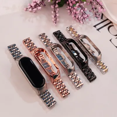 For Xiaomi Mand 5 Wrist Strap Stainles Steel celet Wristband For Mi Band 6 5 Replacement Metal Strap MiBand3 Strap Metal Case