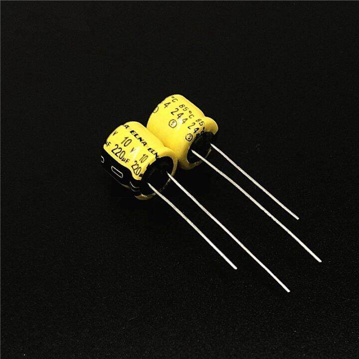 10pcs-100pcs-220uf-10v-elna-yellow-8x7mm-10v220uf-audio-capacitor