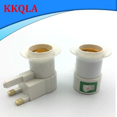 QKKQLA AC E27 Plug UK type led Bulb Converter base 3pin power Socket holder light Adapter ON/OFF switch Control Lamp Holder q1