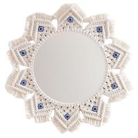 Bohemian Mirror Wall-Mounted Macrame Mirrors Handmade Woven Wall Decor with Mirror Bohemia Macrames Round Frame Wall Mirror for Home Room Decoration methodical