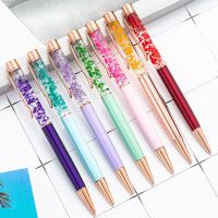 Kawaii Creative Eternal Flower Ballpoint Pen Metal Crystal Ballpoint Pens Student Stationery Office Pen Lettering Custom Logo Pens