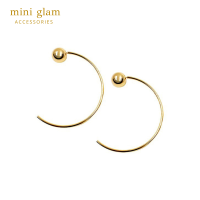 Miniglam Moon Hoop Metallic Ball Earrings ต่างหูห่วงเมทัลลิคโอเวอร์ไซส์สีทอง