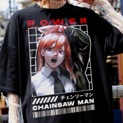 New FashionBlack COTTON T-shirt Anime Power Chainsaw Man 2023