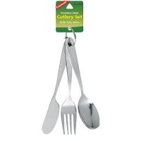 Coghlans Stainless Steel Cutlery Set, 3-Piece Great for Camping - Imported from USA. ชุดช้อนส้อมมีด รับประทานอาหาร พกพา สำหรับไปแคมป์ปิ้ง เดินป่า หรือเดินทาง รักษ์โลก ลด globa