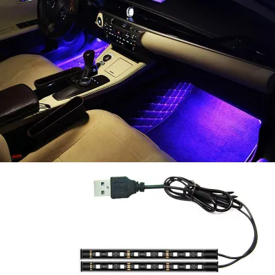 18CM LED Car Neon Ambient Light With USB Ambient Lighting RGB Car Interior Environmental Foot Light Kit Accessories