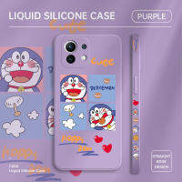 UCUC เคสโทรศัพท์เคสสำหรับ Xiaomi MI 11เคสโทรศัพท์ใหม่การ์ตูนแมว Doraemon Anime ด้านข้างออกแบบเคสโทรศัพท์ขอบสี่เหลี่ยมรูปแบบ Liquid ปลอกซิลิโคนคลุมทั้งหมดกล้องเคสป้องกันทนแรงกระแทกเคสหญิง