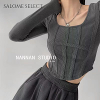 SALOME SELECT เสื้อครอป เสื้อยืด ชุดเซ็ทผู้หญิง เสื้อยืดคอกลม เสื้อยืด ผญสวย ๆ เวอร์ชั่นเกาหลี ผ้าคอตตอน ใส่สบาย เรียบง่าย 2023NEW A29J2CY 37Z230911