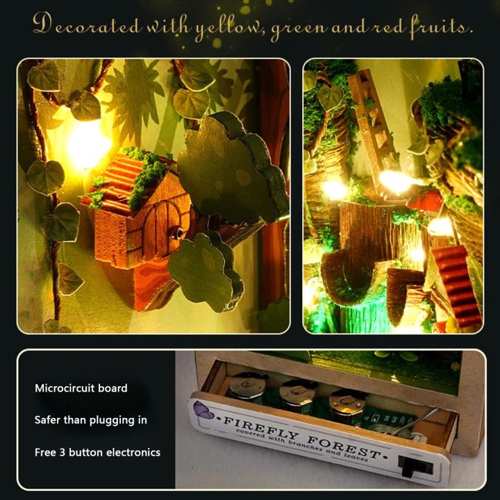 Diy Book Nook Kit Diy Miniature Bookend Town Forest With Led Light