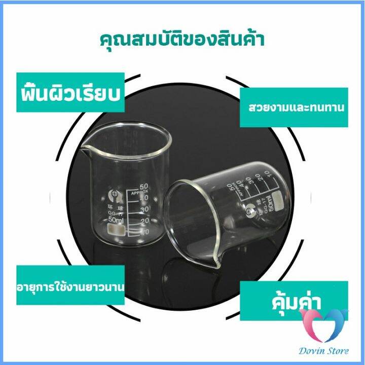 บีกเกอร์-แก้ว-ขนาด-50ml-100ml-200ml-and-250ml-พร้อมส่ง-glass-beaker-dovin-store