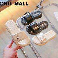 HII MALL Minimalist All-Match Girls รองเท้าแตะหนัง Anti-Slippery Soft Sole สบายสไลด์2-16ปีรองเท้าเด็ก T22N06CC-101