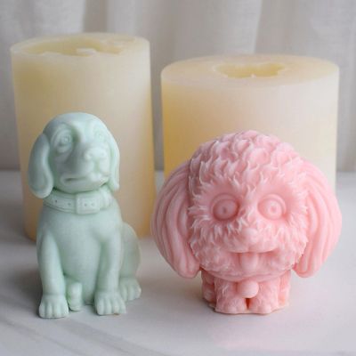 3D Labrador Dog Home Decor Plaster Sitting Up Dogs Drop Glue Aromatherapy Candle DIY Silicone Mold