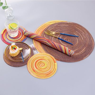 4PCS INS Placemats for Dining Table Heat Resistant Stain Resistant Anti Skid Washable Tableware Mat