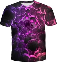 NA Mens 3D Digital ABswirl Printed Round Collar Short Sleeve T-Shirt