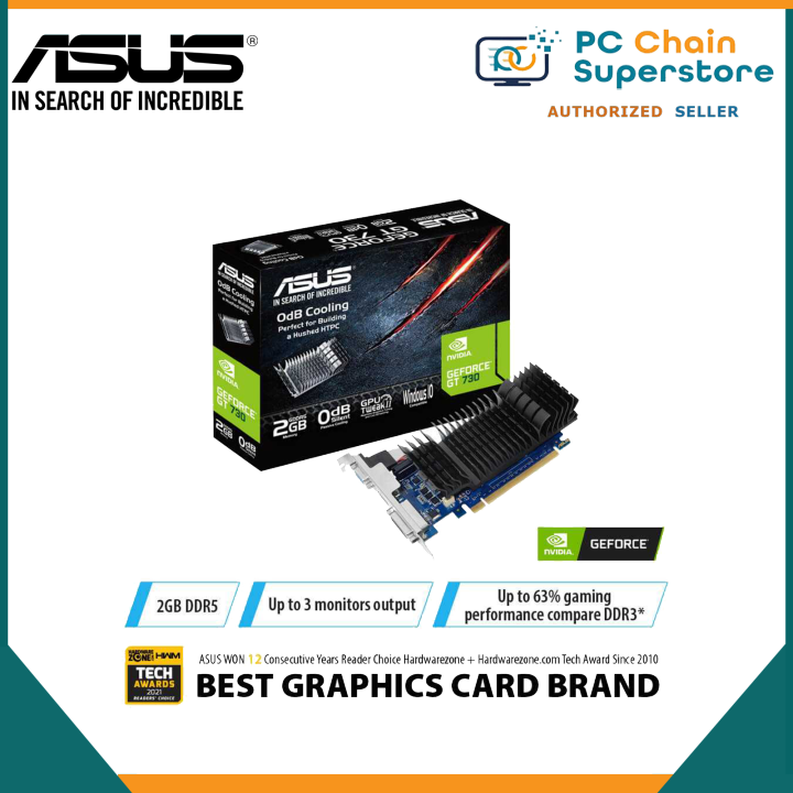 ASUS GeForce GT 730 2GB GDDR5 PCI Express 2.0 Low Profile Video Card for  Silent HTPC Builds (with I/O Port Brackets) GT730-SL-2GD5-BRK 