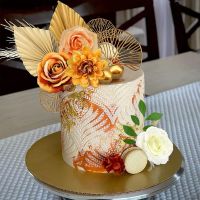 【CW】™  1Set Decoration Paper Birthday Happy golden palm Baking Cakes