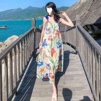 Summer holiday atmosphere quality and then printing the harness dress new sea loose beach dress