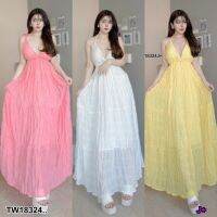 TT18324 เดรสสายเดี่ยวคล้องคอยาว สายผูกหลัง .Single strap dress, long halter neck, back strap..