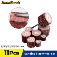 【cw】 11PCS 3mm Shank Sander Abrasive Tools Sanding Flap Set Grinding Sandpaper Rust Removal for 【hot】 !