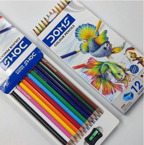 ดินสอสี-สีไม้-12-สี-สียาว-doms-coler-pencils-ฟรี-กบเหลา-จำนวน-1-กล่อง-ดินสอสีไม้
