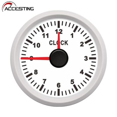 Red Pointer Type Clock Gauge 52Mm Car Boat Clock Meters With 0 ~ 12 Hours Hourmeters &amp; Red Backlight
