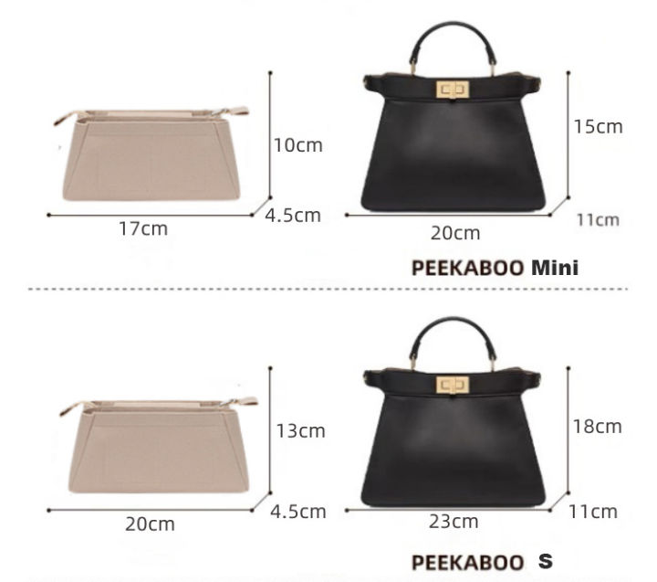 กระเป๋าสตางค์-organizer-กระเป๋าใส่พอดีกับ-fendi-peekaboo-iseeu-ขนาดกลาง-ขนาดใหญ่-ขนาดเล็ก-petite-bag-liner-tote-makeup-shaper-2-ชิ้น