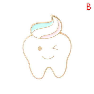 Veli Shy หมุดเคลือบฟันและแปรงสีฟัน,เข็มกลัดรูปฟันยิ้มยิ้มป้ายทันตแพทย์