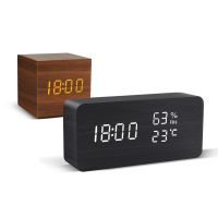 （HOT NEW）นาฬิกาปลุกไม้การควบคุมด้วยเสียง Wood Despertador Usb/aaa PoweredDesktop Clocks