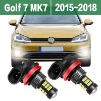 โคมไฟไฟตัดหมอกไฟรถแอลอีดี2ชิ้นสำหรับ Volkswagen VW Golf 7 MK7 VII 2015 2016 2017 2018อุปกรณ์เสริมไฟตัดหมอกหน้ารถยนต์สีขาว