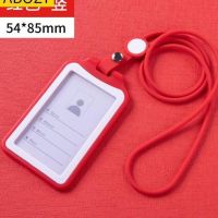 High-end original work permit card holder with silicone lanyard hanging student card holder transparent waterproof double-sided primary school student card holder