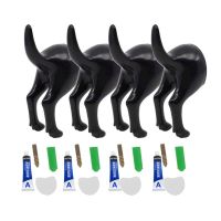 4Pcs Nordic Style Cute Plastic Dog Tail Hooks with Screws Adhesive Tape Wall Mounted Key Hanger Hat Coat Hook Decoration