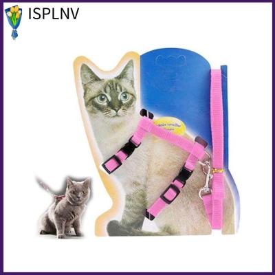 ISPLNV นุ่ม เสื้อกั๊กปรับได้ สบาย แมวเดินกลางแจ้ง เข็มขัดสุนัข สายจูงสัตว์เลี้ยง สายจูงแมว ปลอกคอลูกแมว