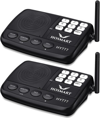 H HOSMART Wireless Intercom System Hosmart 1/2 Mile Long Range 7-Channel Security Wireless Intercom System for Home or Office (New Version)[2 Stations Black]