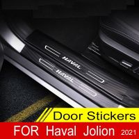 Car Door Sill Leather Stickers For Haval Jolion 2022 2021 2023 Rotection Plate Carbon Fiber Threshold Accessories