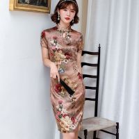 Joso ชุด Cheongsam วินเทจจีนดั้งเดิมชุดดอกไม้บางชุด Qipao สำหรับผู้หญิงพรรค Cheongsam แต่งงาน8สี